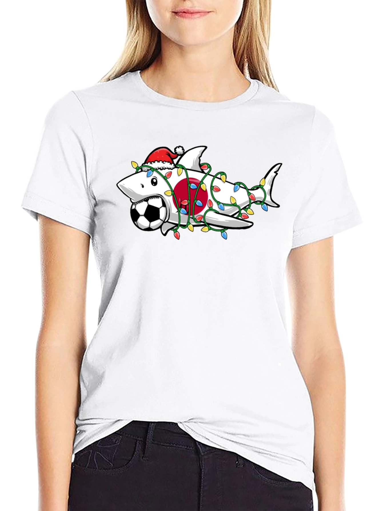 Holiday Shark Soccer Black T-Shirt - 9