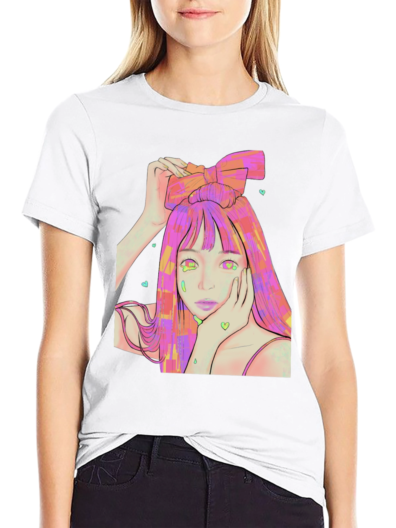 Black Anime Girl Graphic Tee - Black T-Shirt view 9