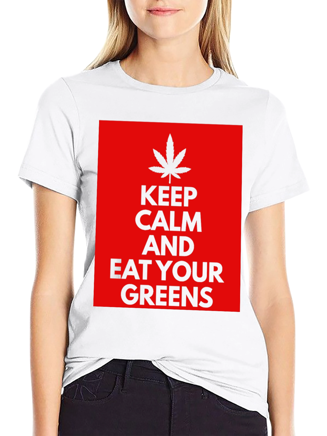 Black Keep Calm Eat Your Greens T-Shirt view 9