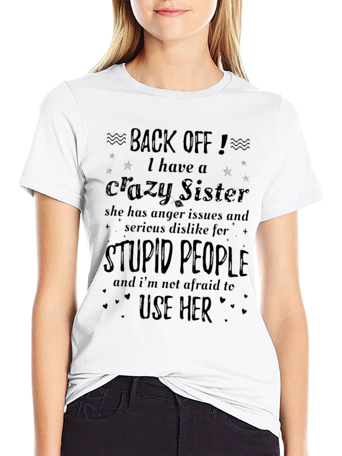 Black Funny 'Crazy Sister' Graphic Tee view 9