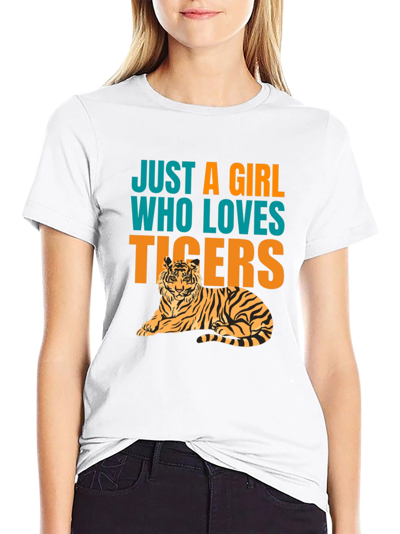 Black Just A Girl Who Loves Tigers T-Shirt view 9