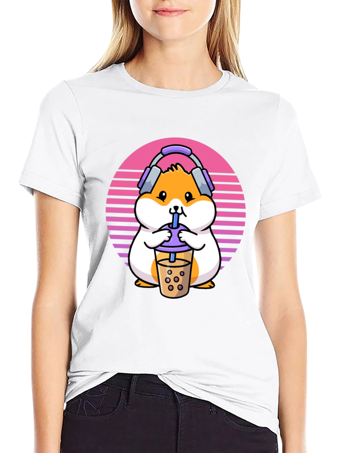 Black Hamster Bubble Tea T-Shirt - Cute Kawaii Design view 9