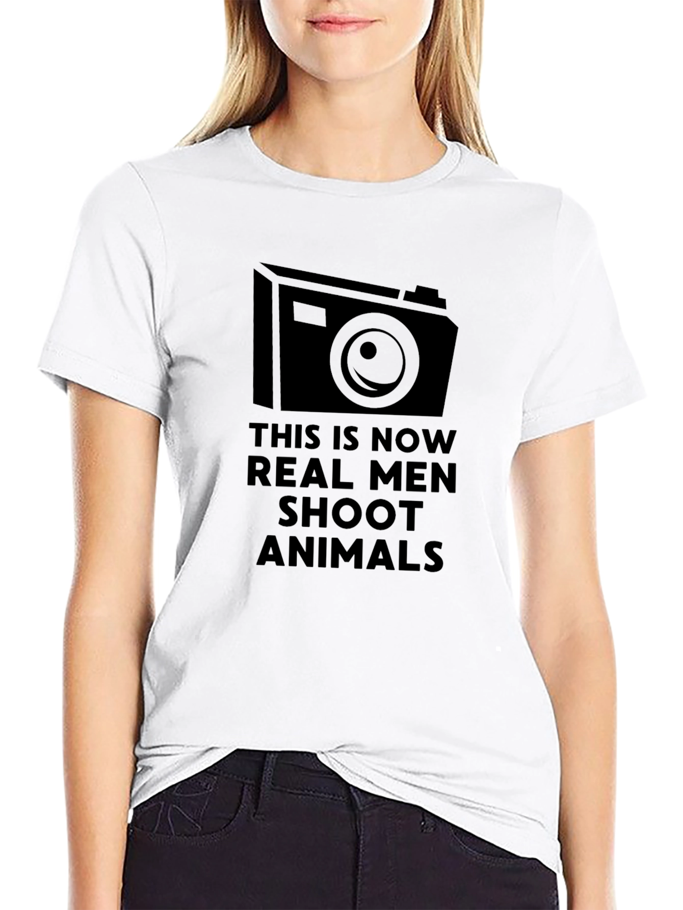 Black Real Men Shoot Animals T-Shirt view 9