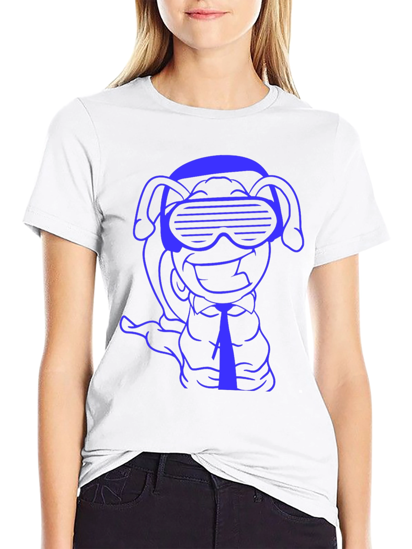 Black Cool Cartoon Dog T-Shirt view 9
