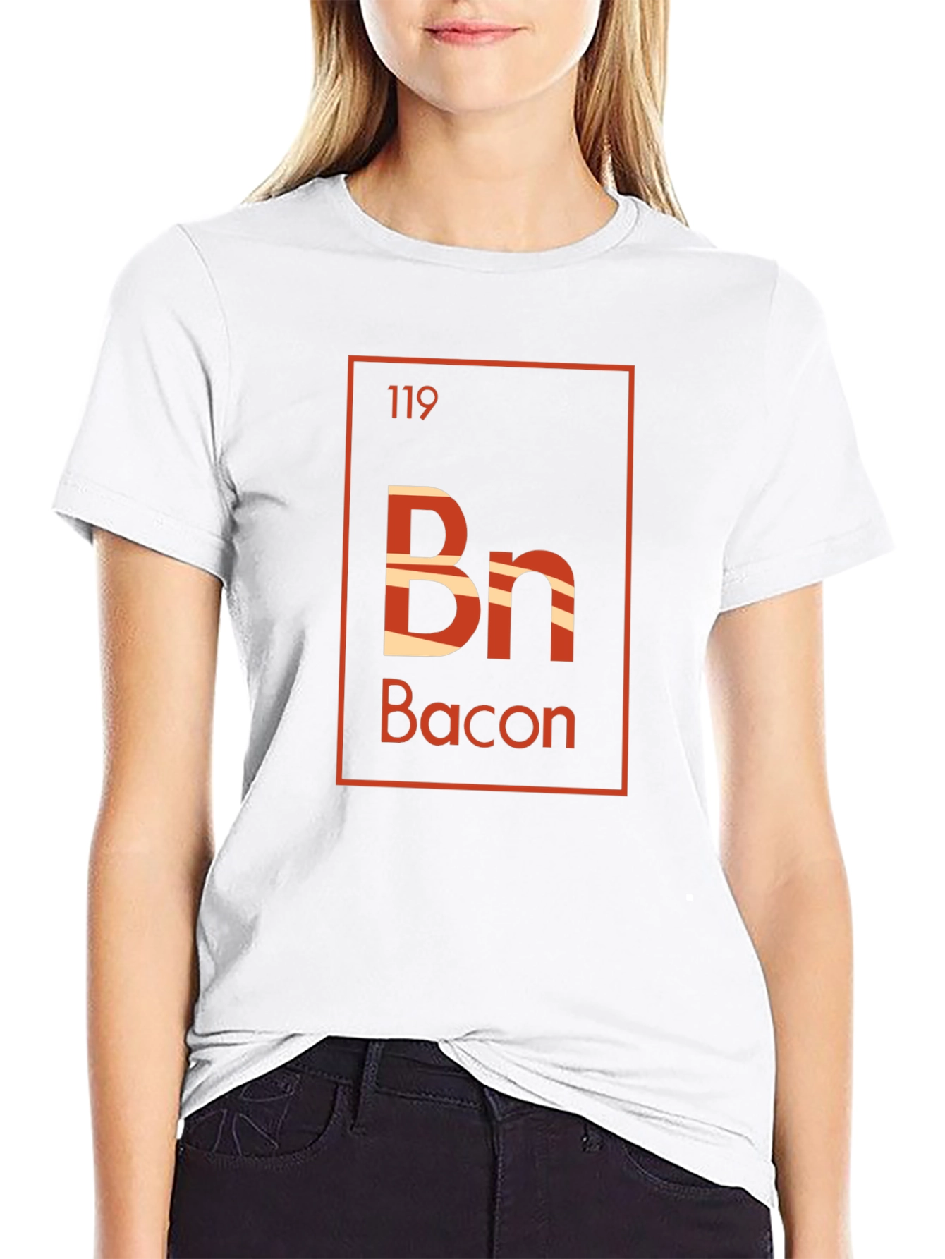 Black Bacon Periodic Table Style Graphic T-Shirt view 9