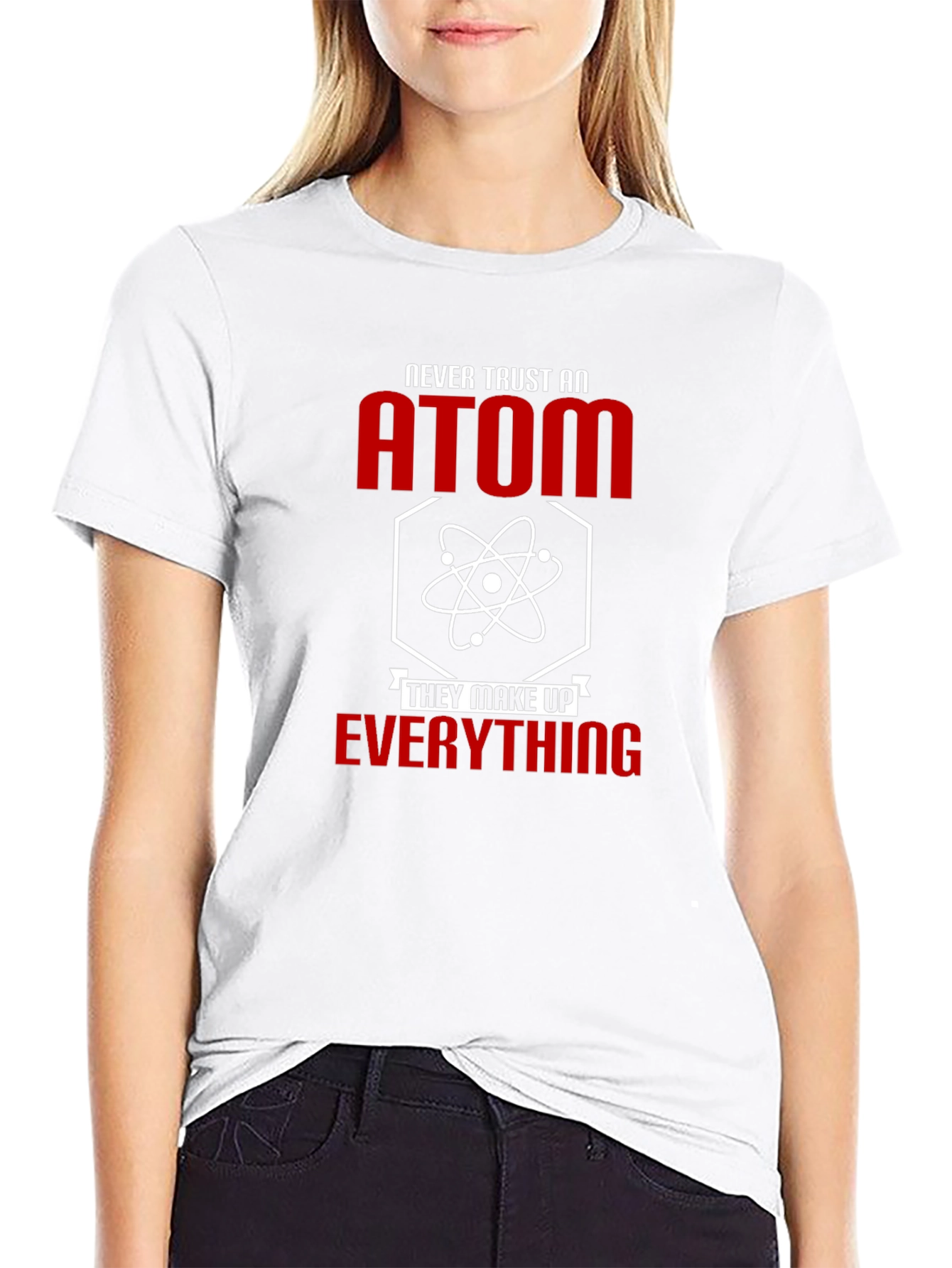 Black Never Trust an Atom Graphic Tee view 9
