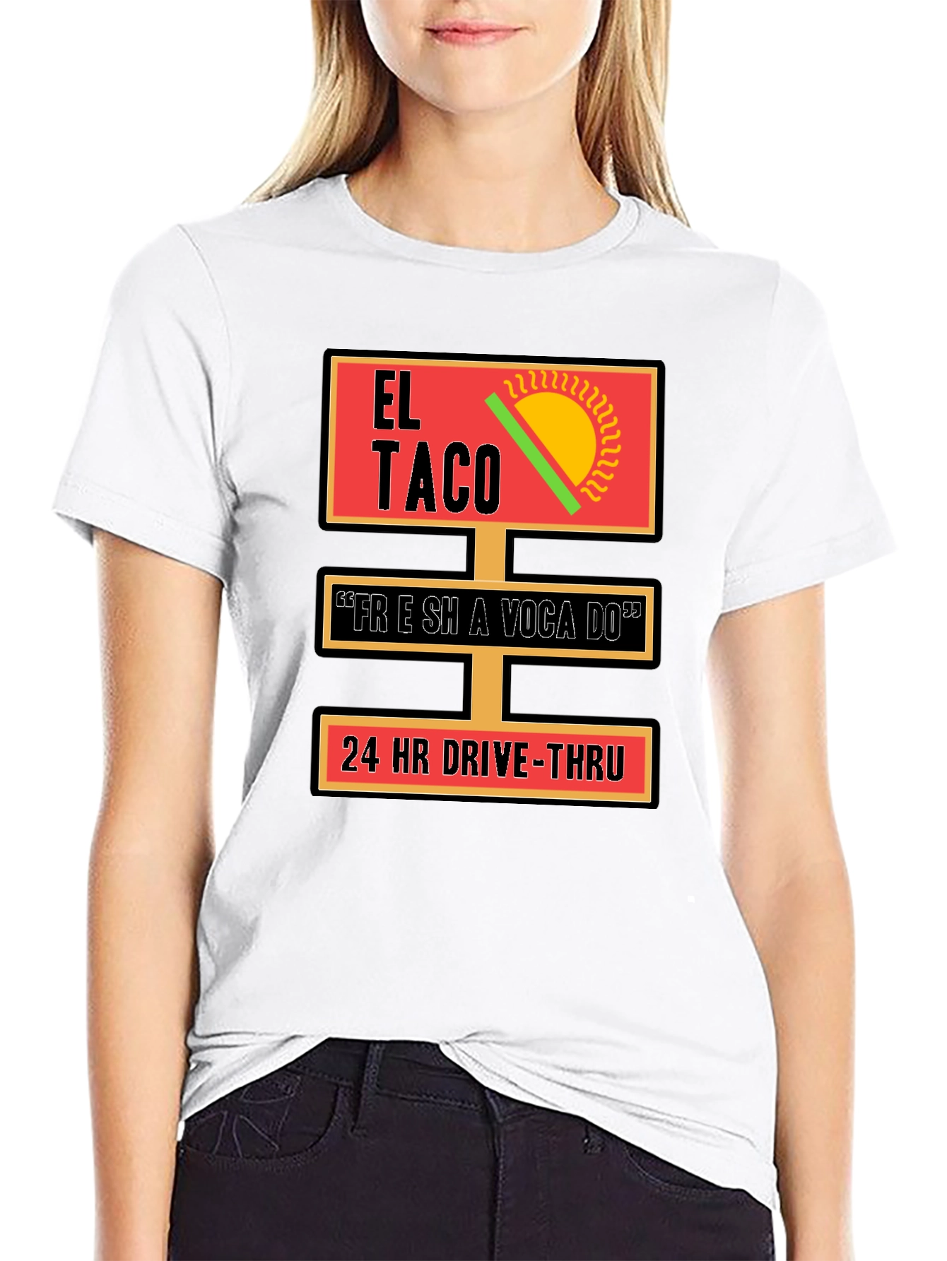 Black El Taco 24 HR Drive-Thru T-Shirt view 9