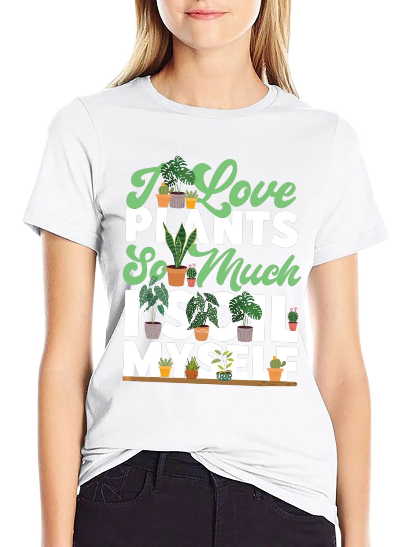 Black I Love Plants T-Shirt view 9