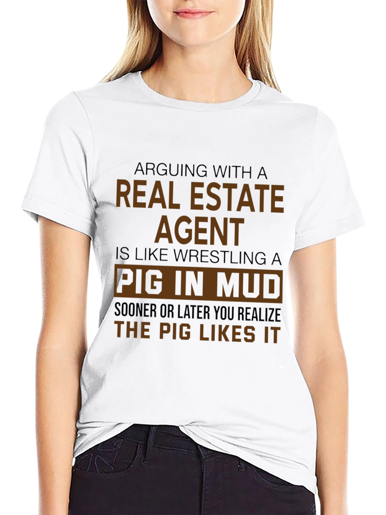 Black Real Estate Agent Pig in Mud T-Shirt view 9