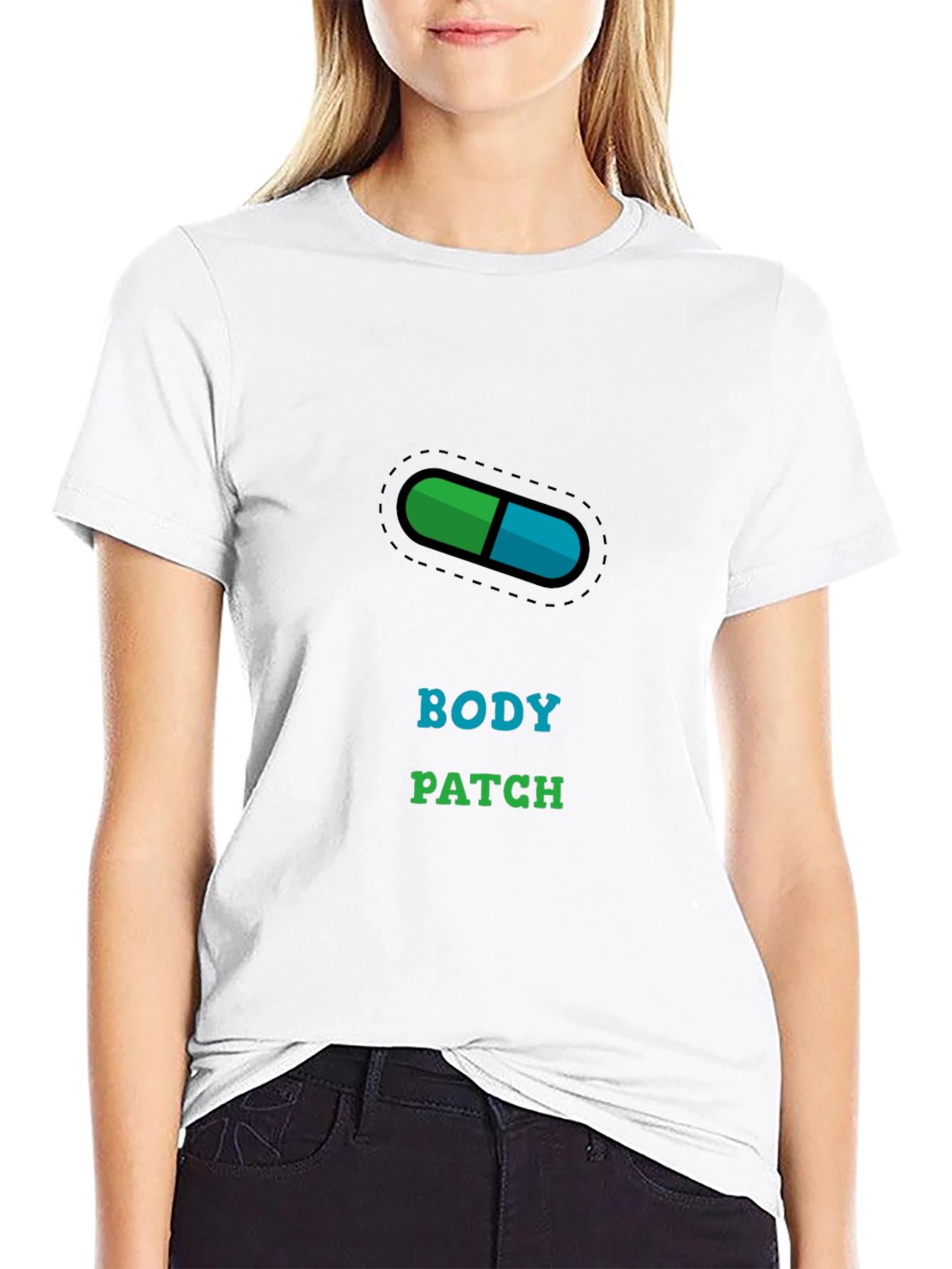 Black Body Patch T-Shirt - Medical Design view 9