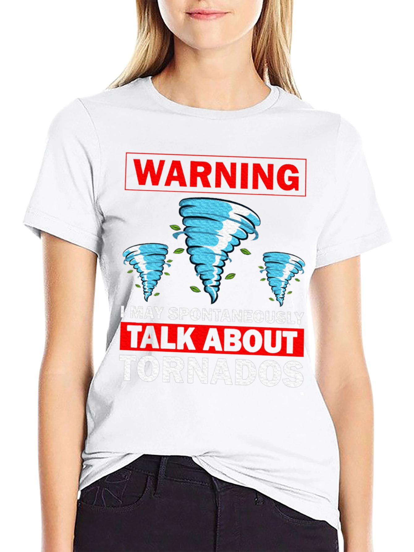 Black Warning Tornado T-Shirt - Funny Weather Tee view 9