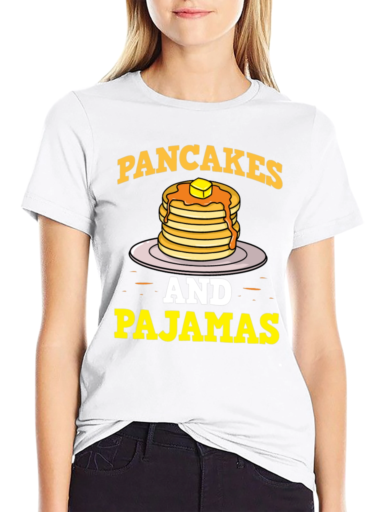 Black Pancakes & Pajamas Graphic Tee - Funny Breakfast Shirt view 9
