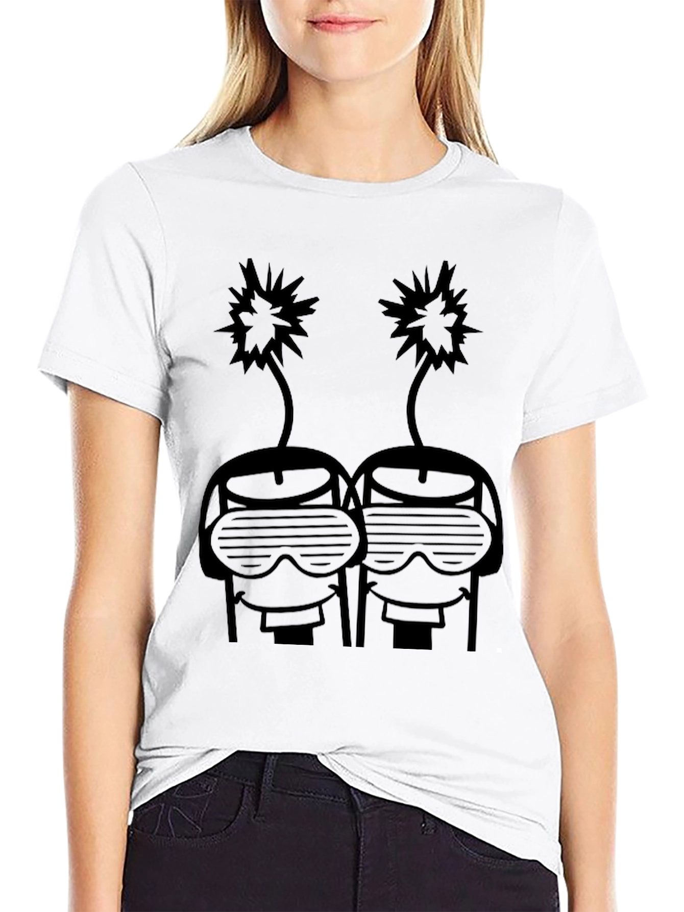 Black Cool Graphic Tee - Retro Robot Head Design view 9