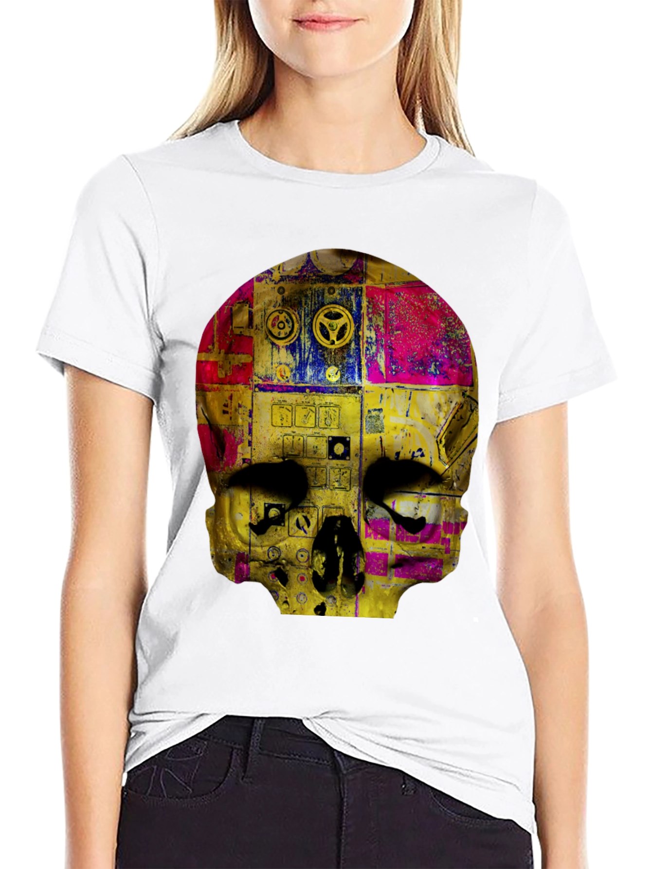 Black Skull Graphic Print Men's T-Shirt view 9
