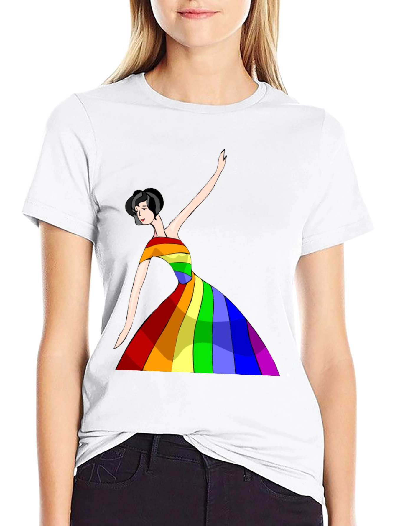 Black Rainbow Dress Woman Graphic Tee - Unisex view 9