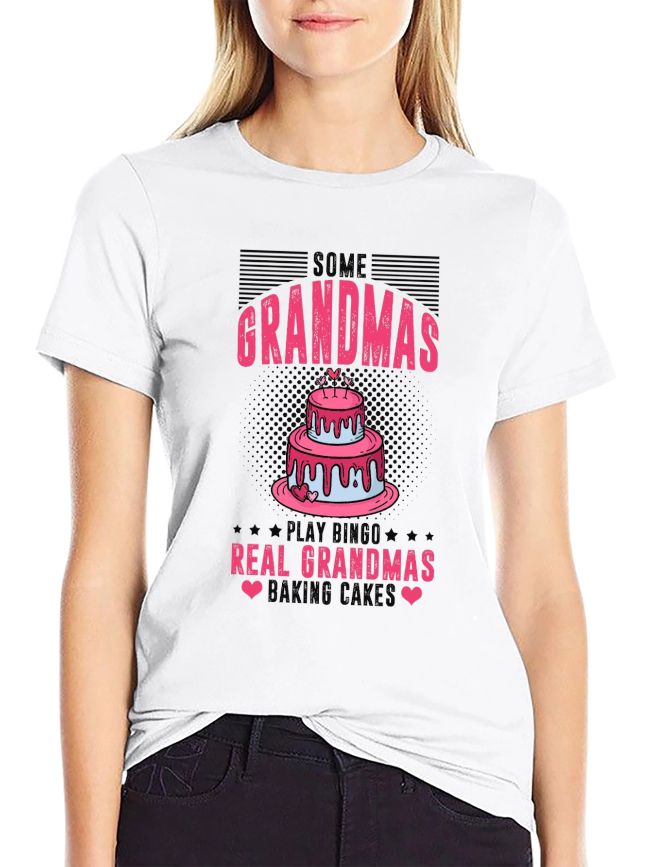 Black Funny Grandma Baking Cake Graphic Tee view 9