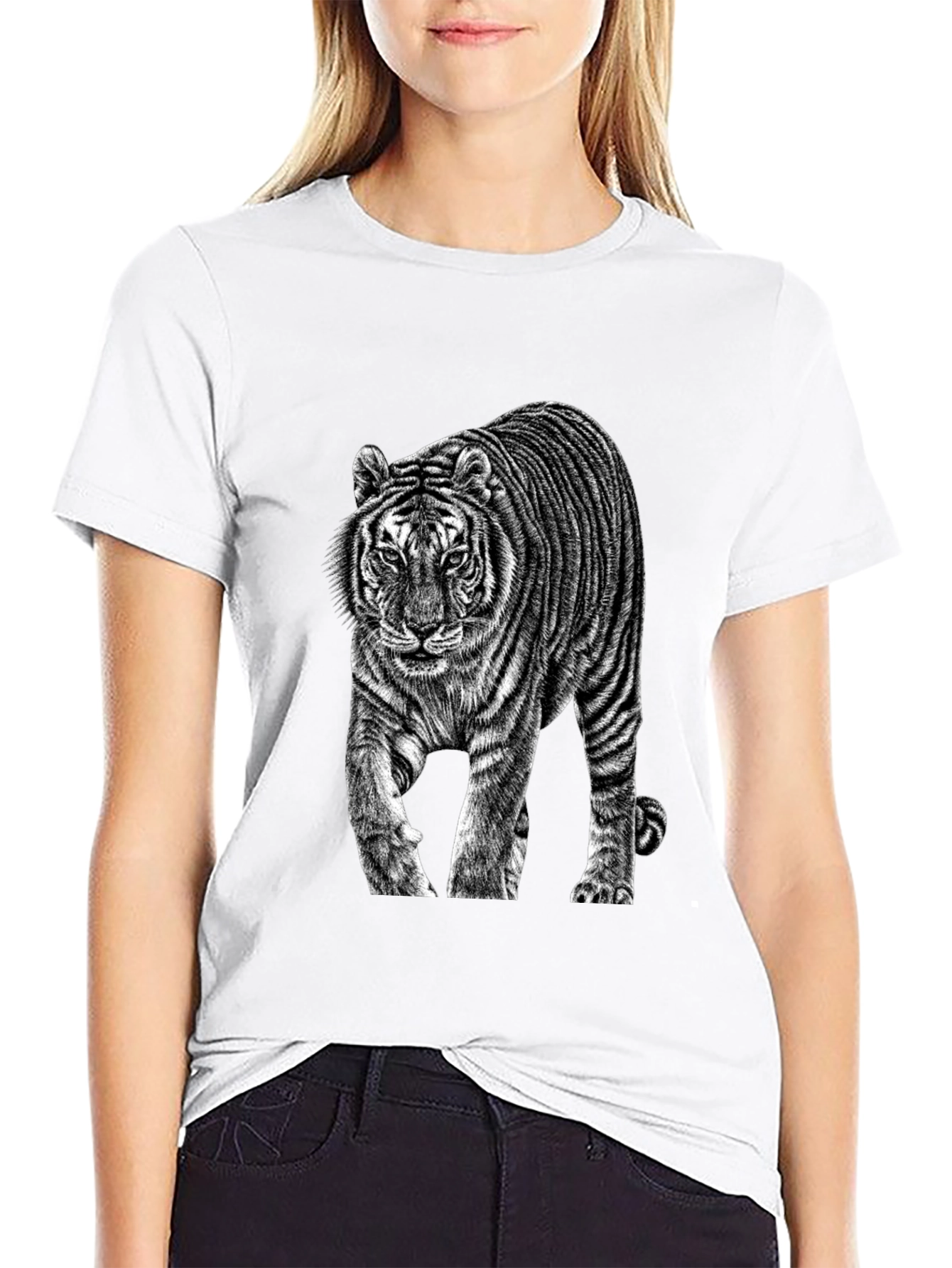 Black Tiger Graphic Black T-Shirt view 9
