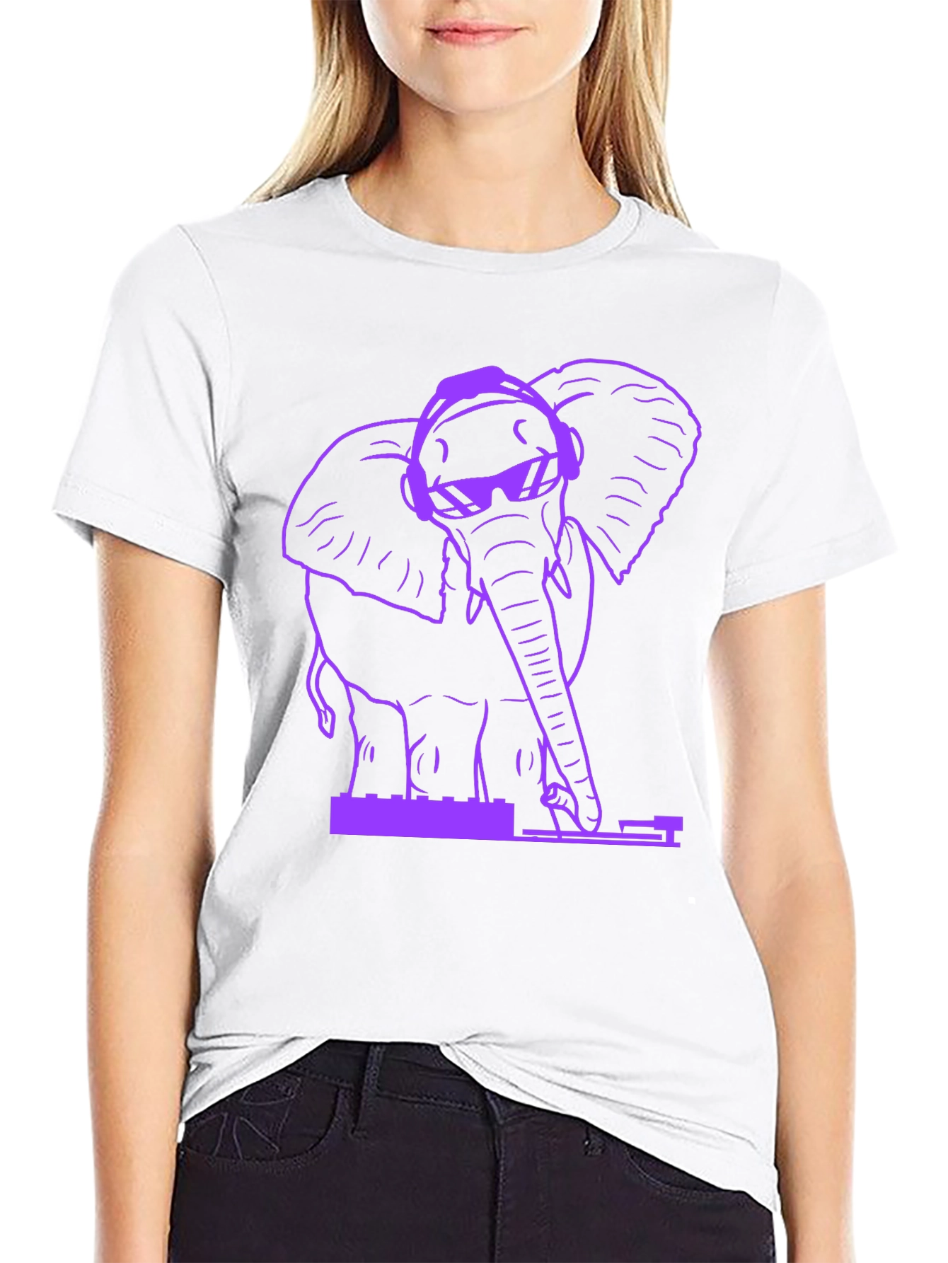 Black DJ Elephant Graphic T-Shirt - Black view 9