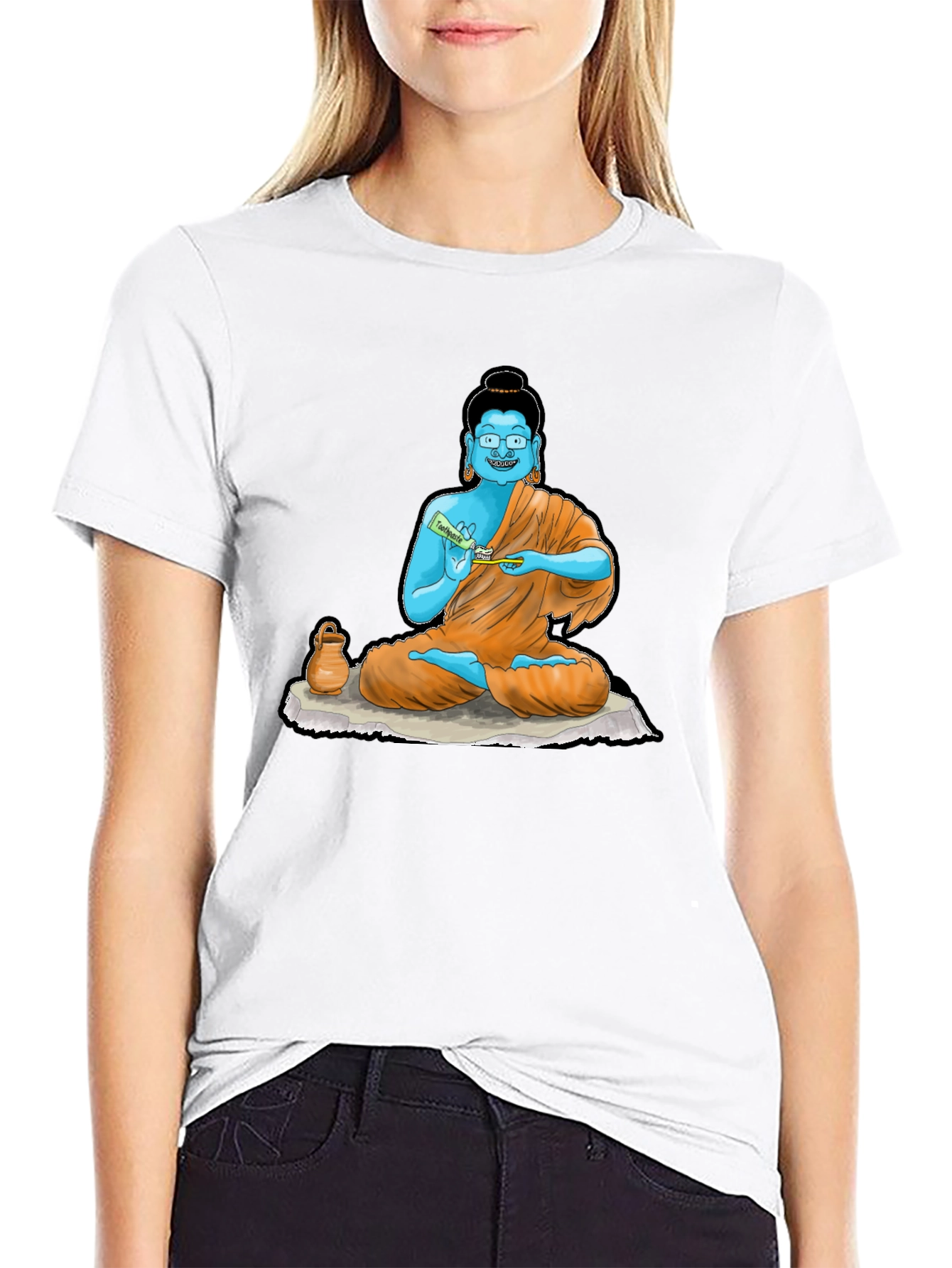 Black Buddha Toothpaste Graphic Tee - Unique Design view 9