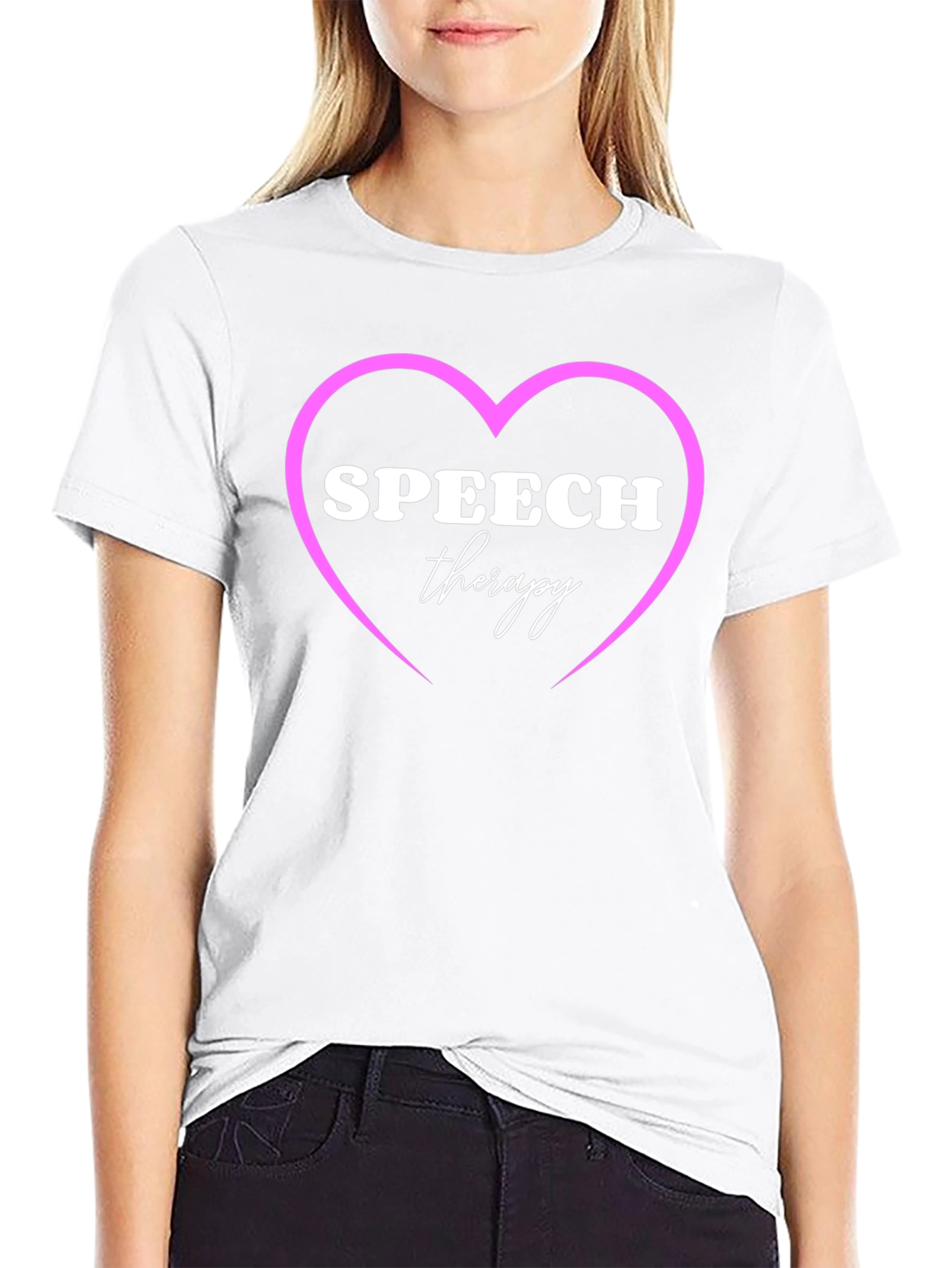 Black Speech Therapy Heart T-Shirt - Black view 9