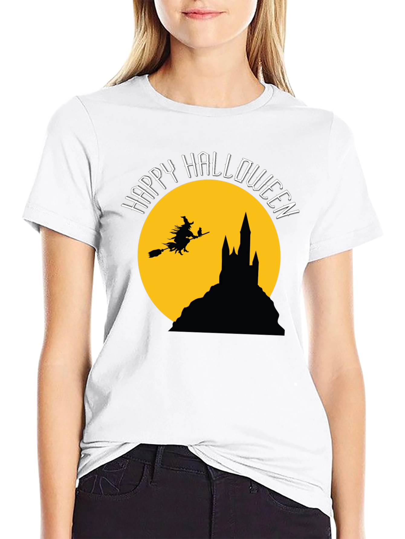 Black Happy Halloween Witch T-Shirt view 9