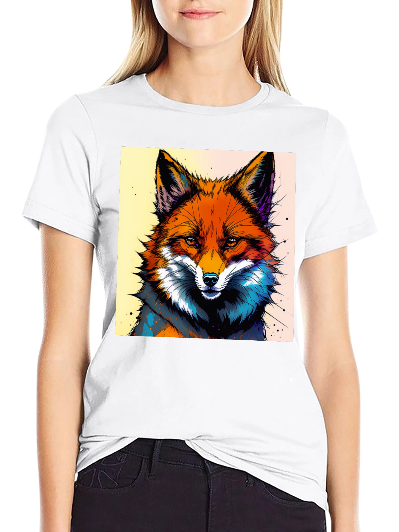 Black Artistic Fox Graphic Tee - Stylish & Unique view 9
