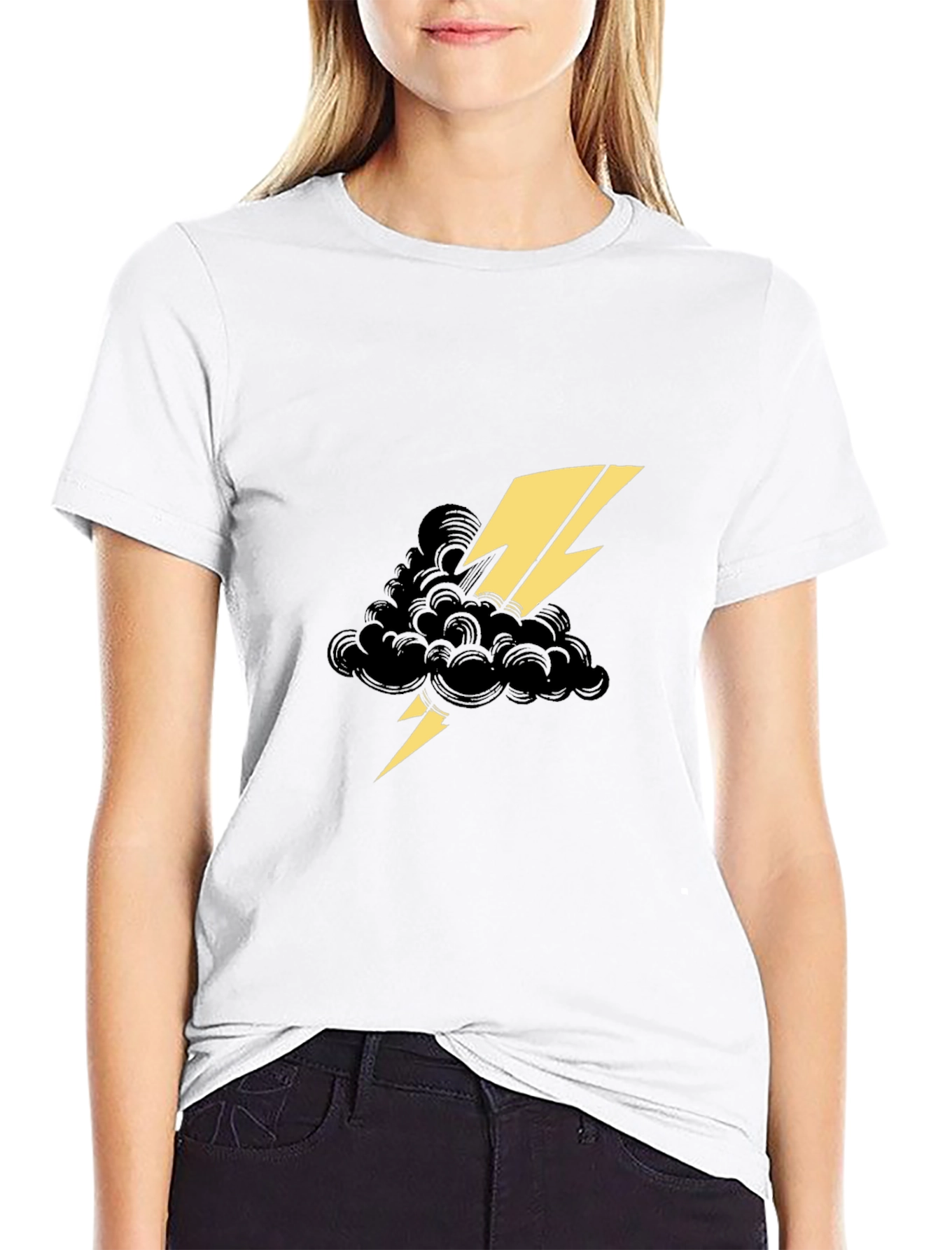 Black Black Tee with Lightning Cloud Graphic view 9