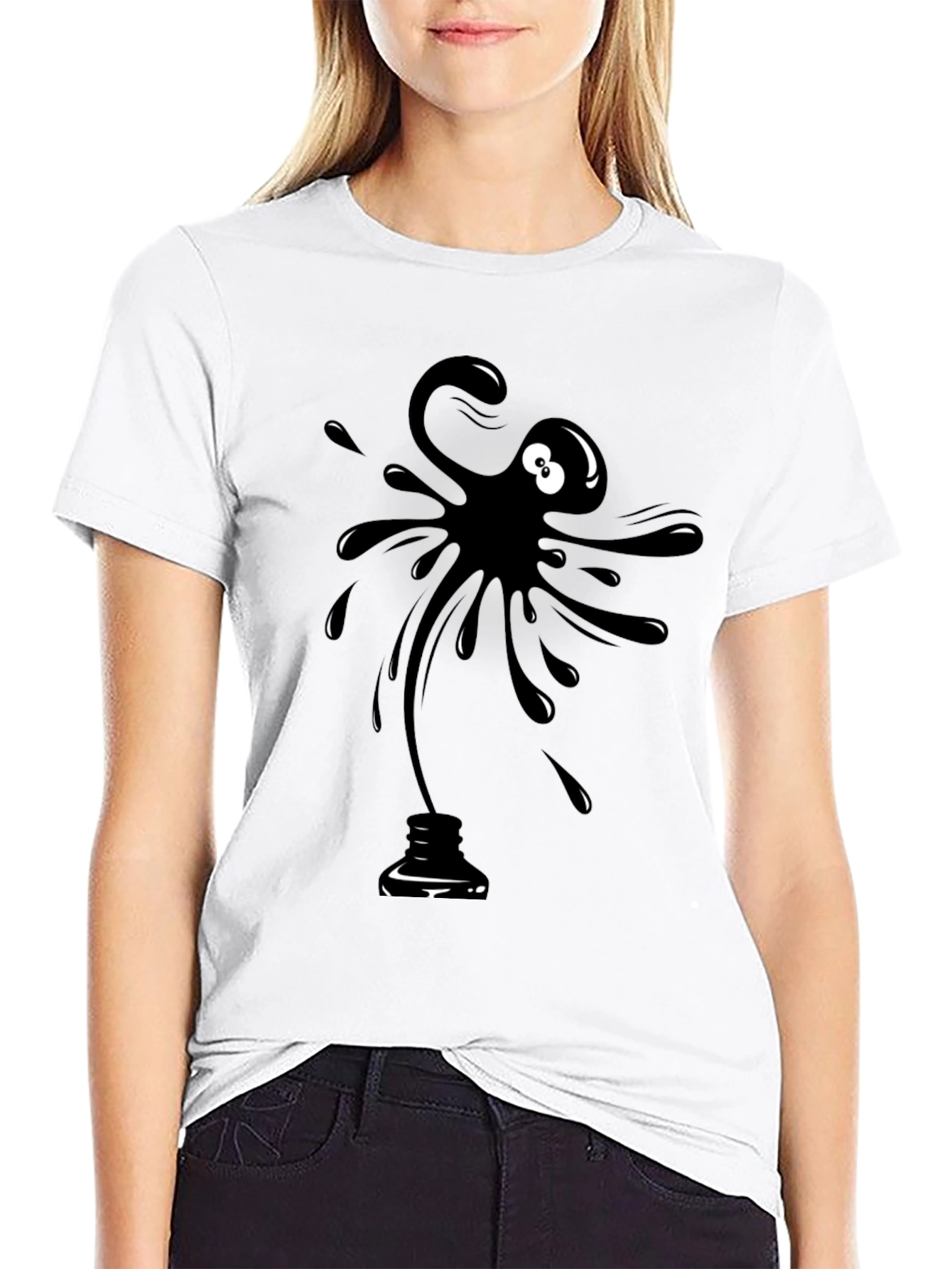 Black Black Ink Blob Graphic T-Shirt - Men's Casual Tee view 9