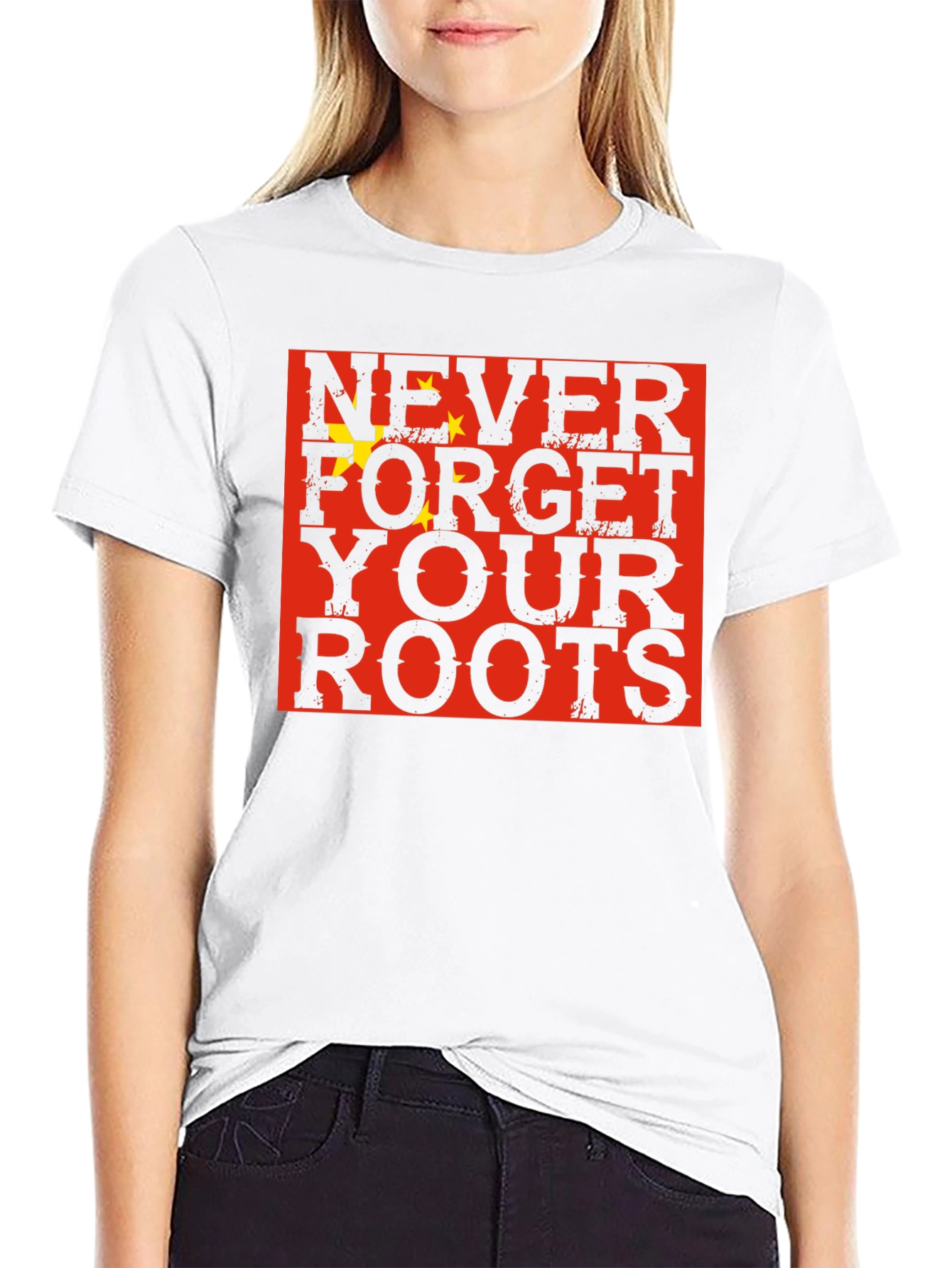 Black Never Forget Your Roots China Flag Graphic T-Shirt view 9
