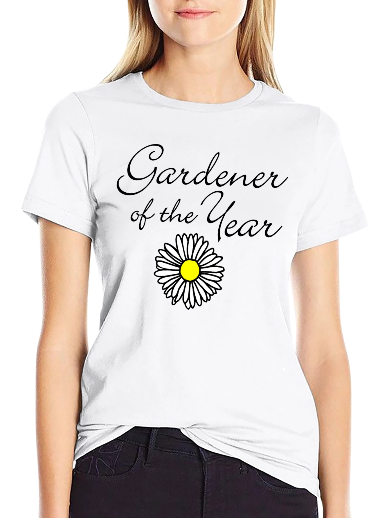 Black Gardener of the Year Black T-Shirt with Daisy view 9