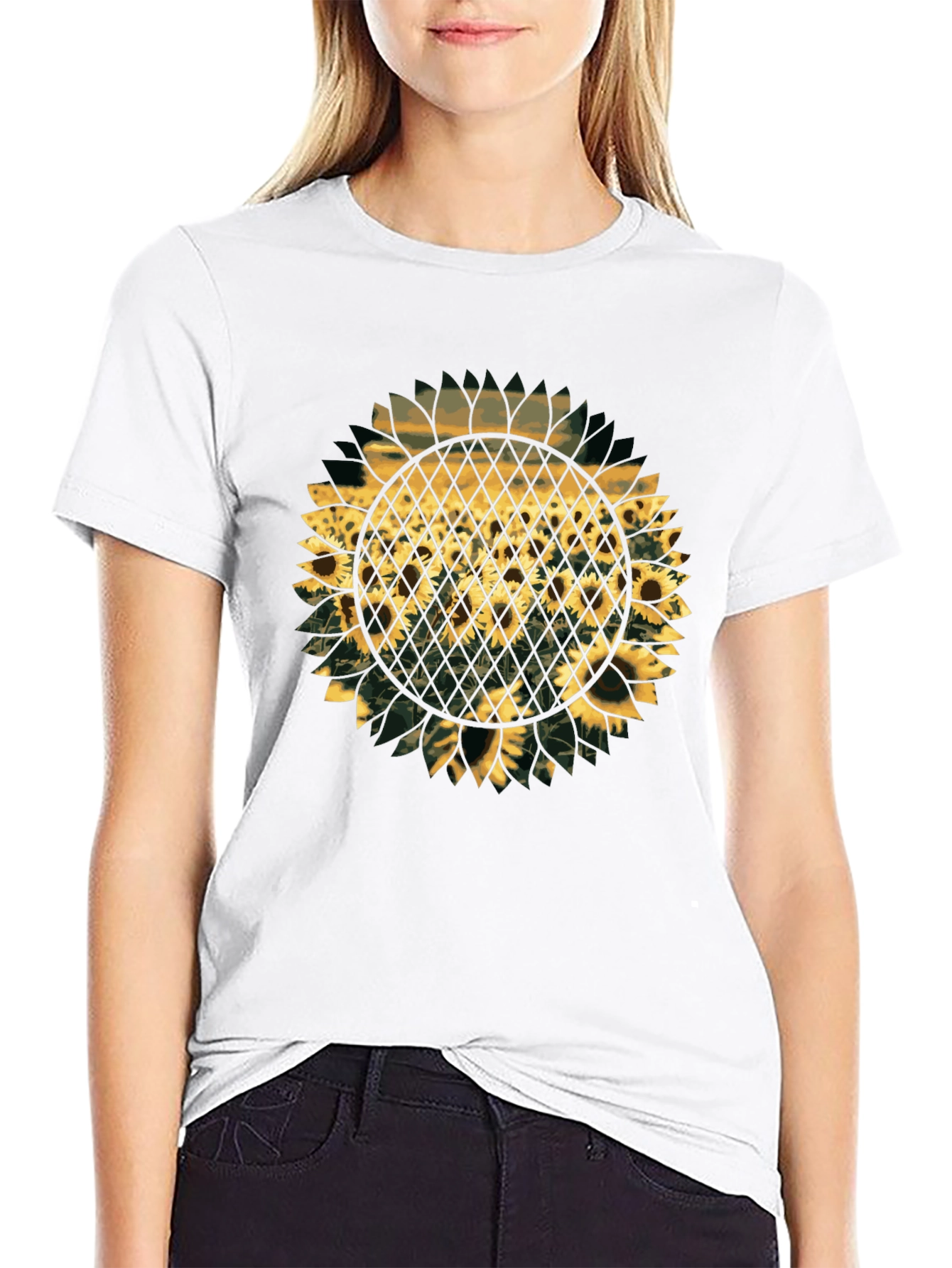 Black Sunflower Graphic Print T-Shirt - Black view 9