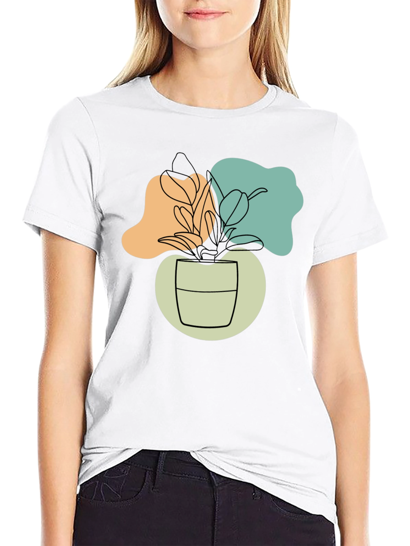 Black Abstract Plant Graphic T-Shirt view 9