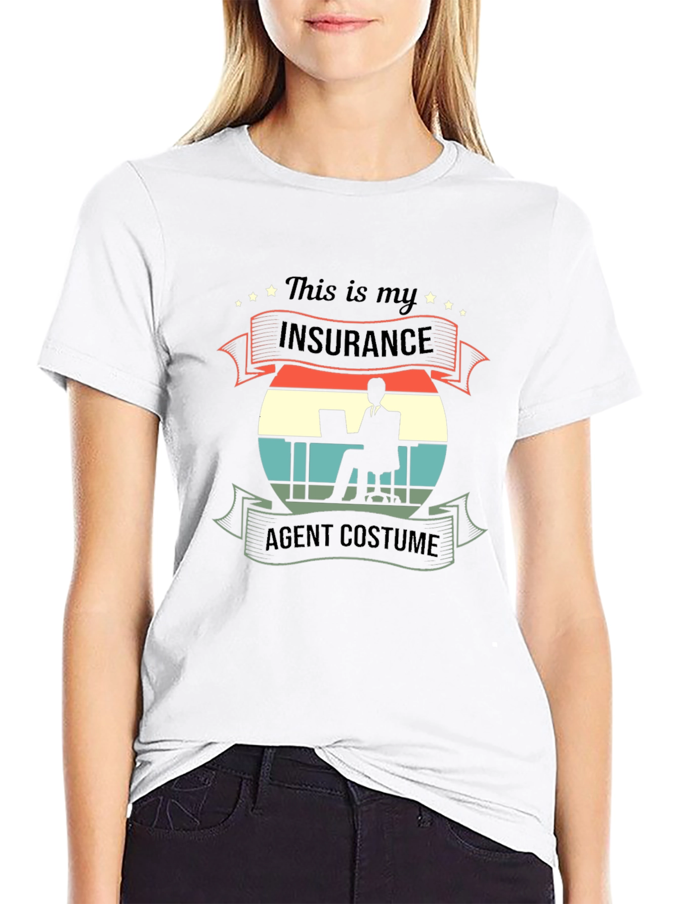 Black Insurance Agent Costume T-Shirt - Funny Career Tee view 9