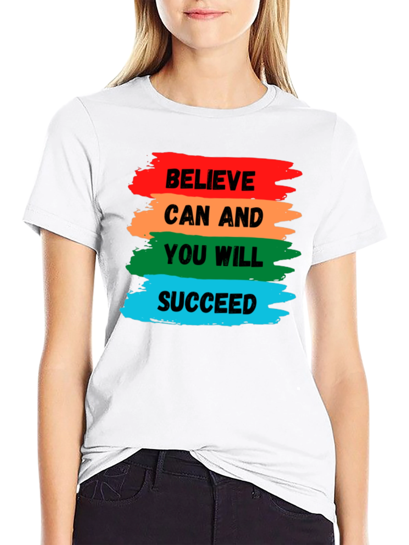 Black Believe Can Succeed Graphic Tee - Motivation Shirt view 9