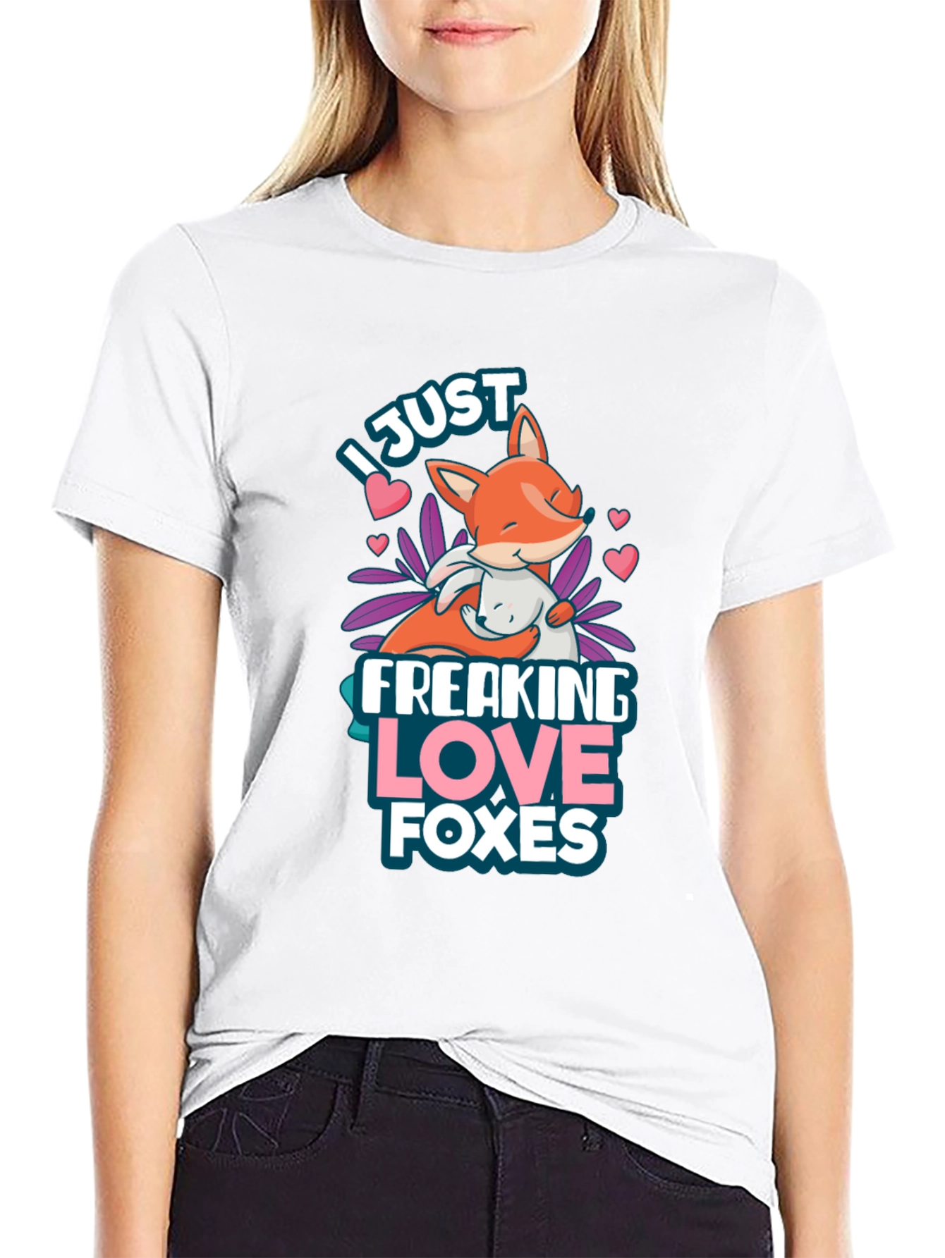 Black I Just Freaking Love Foxes T-Shirt view 9