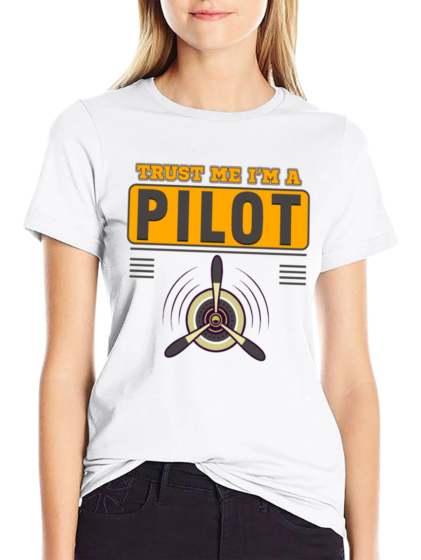 Black Trust Me I'm a Pilot Black T-Shirt Aviation Airplane Gift view 9