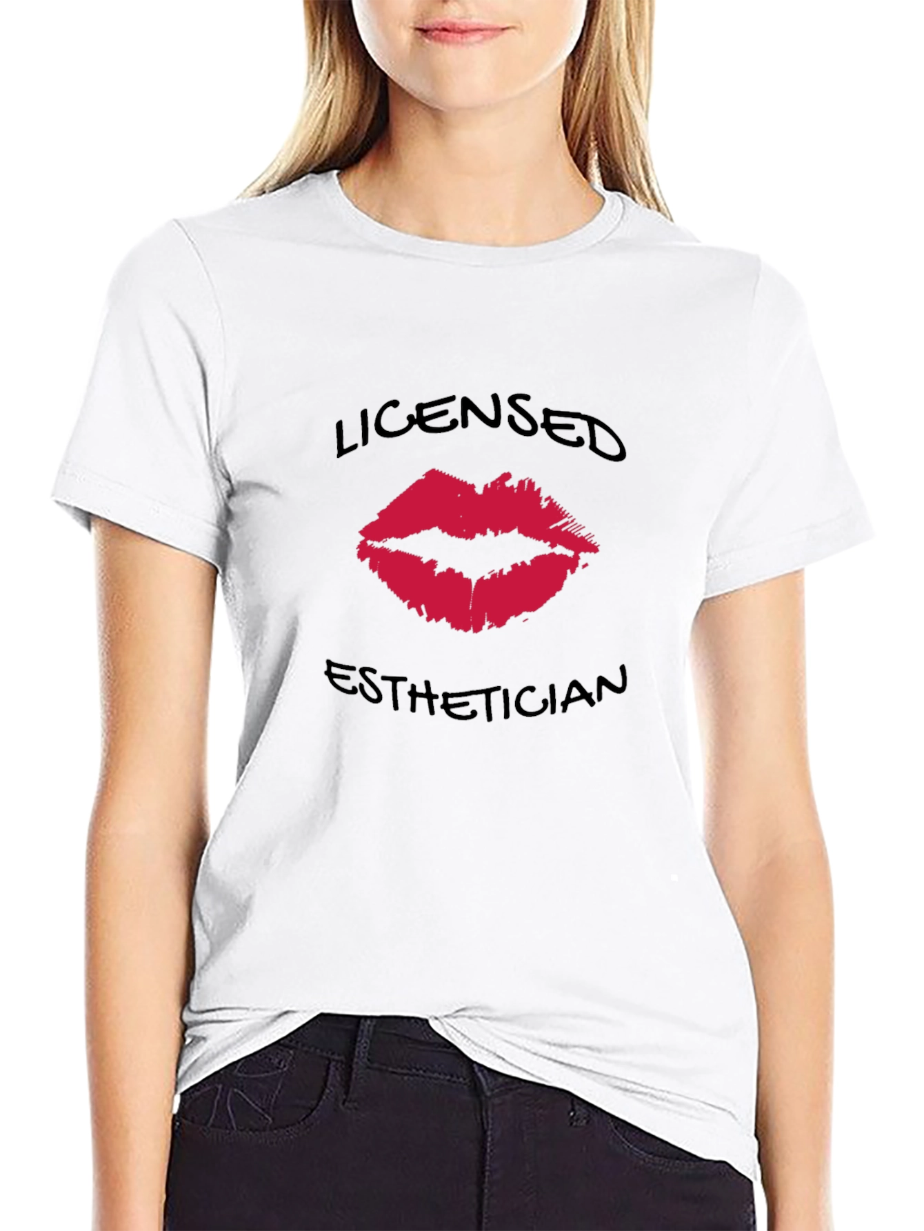 Black Licensed Esthetician Kiss T-Shirt view 9