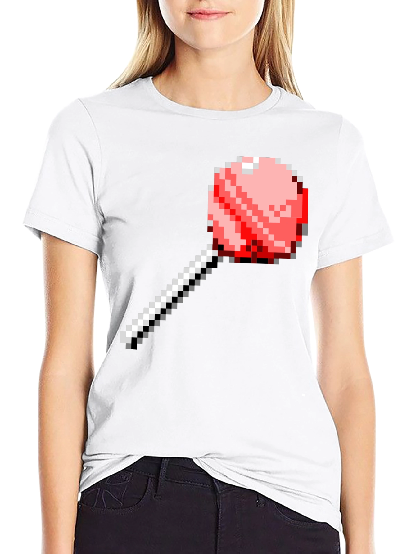 Black Pixel Lollipop Graphic Tee - Novelty Fashion view 9