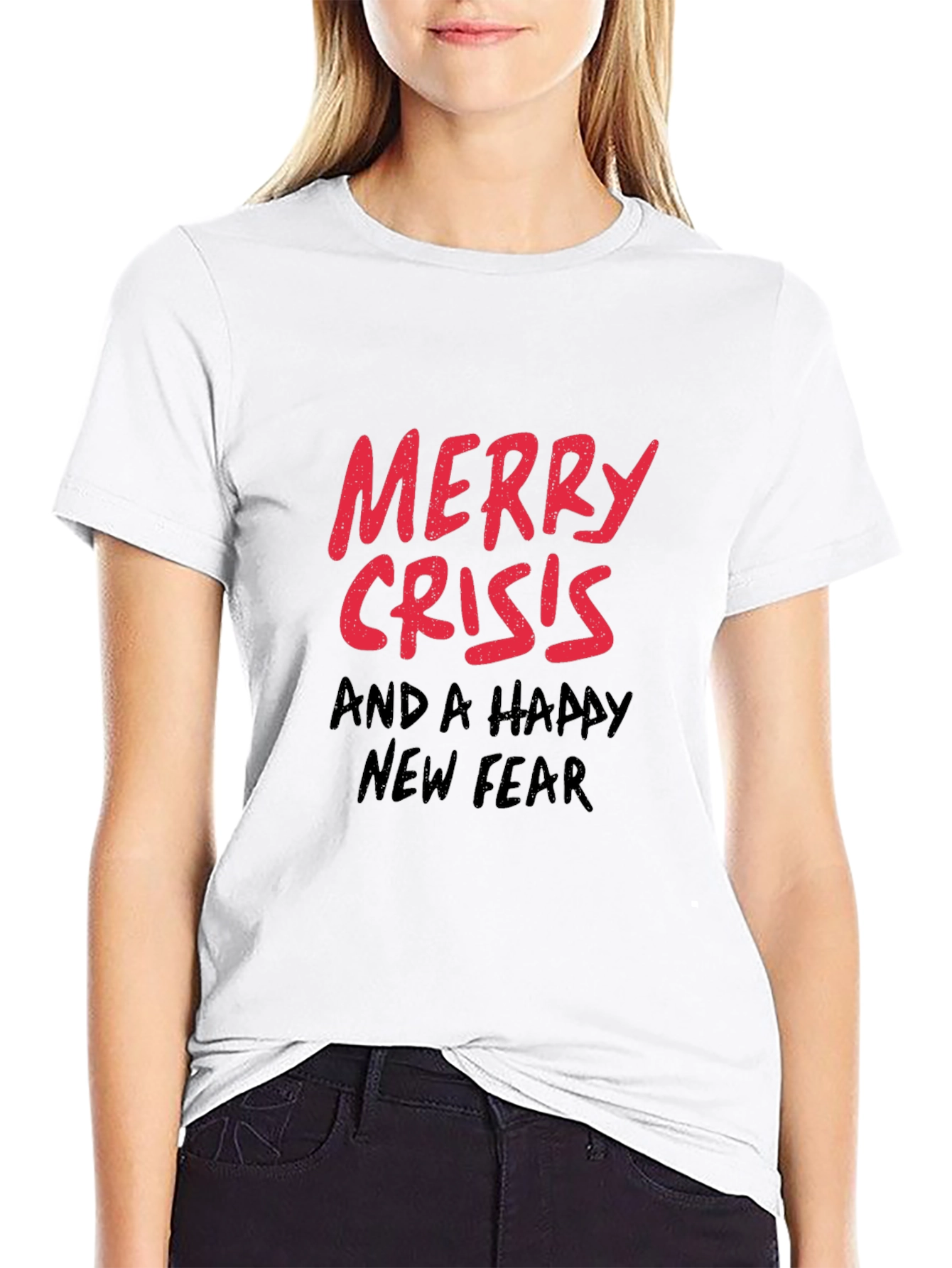 Black Merry Crisis T-Shirt - Black Holiday Humor Tee view 9
