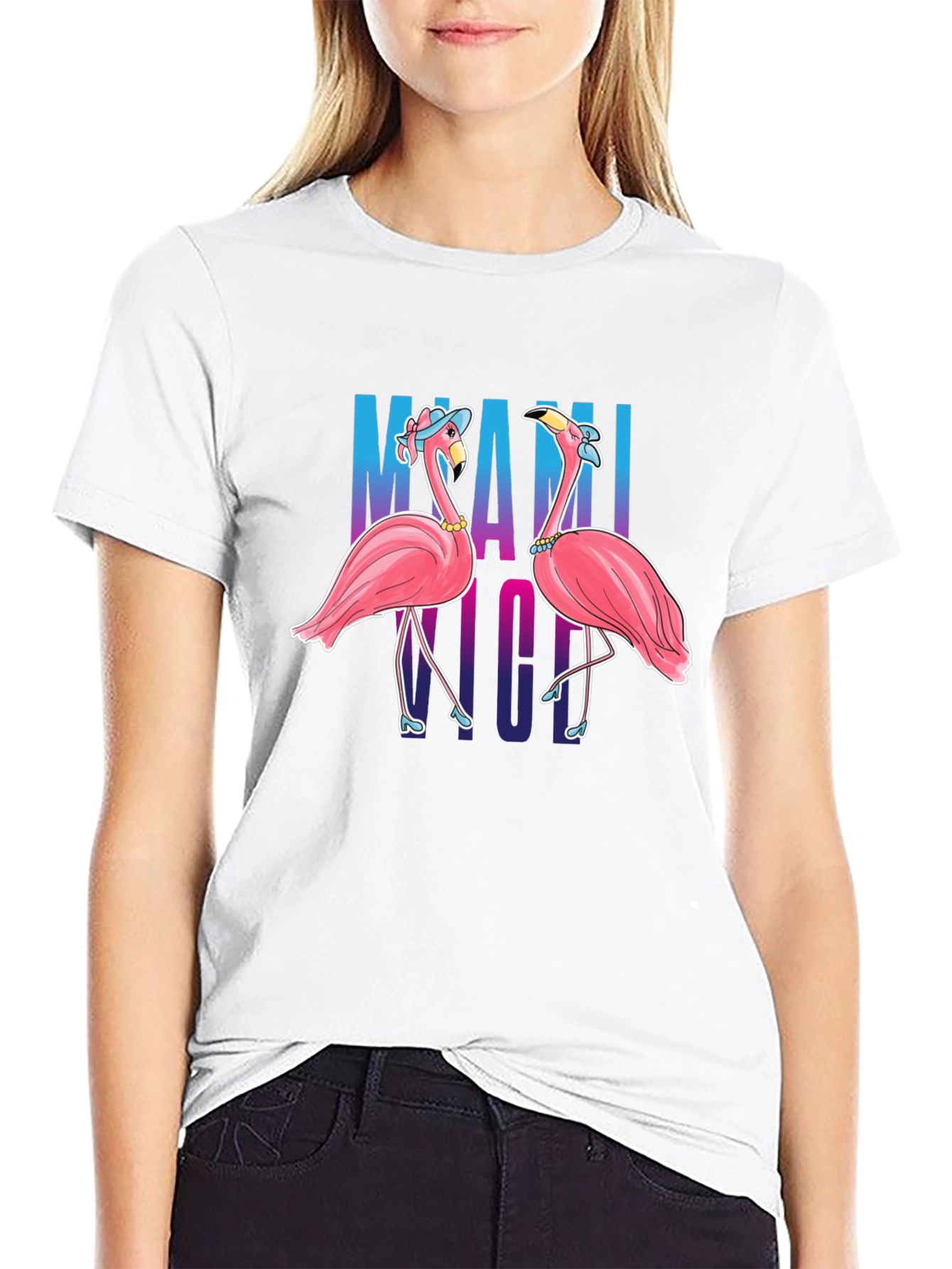 Black Miami Nights Flamingo T-Shirt view 9