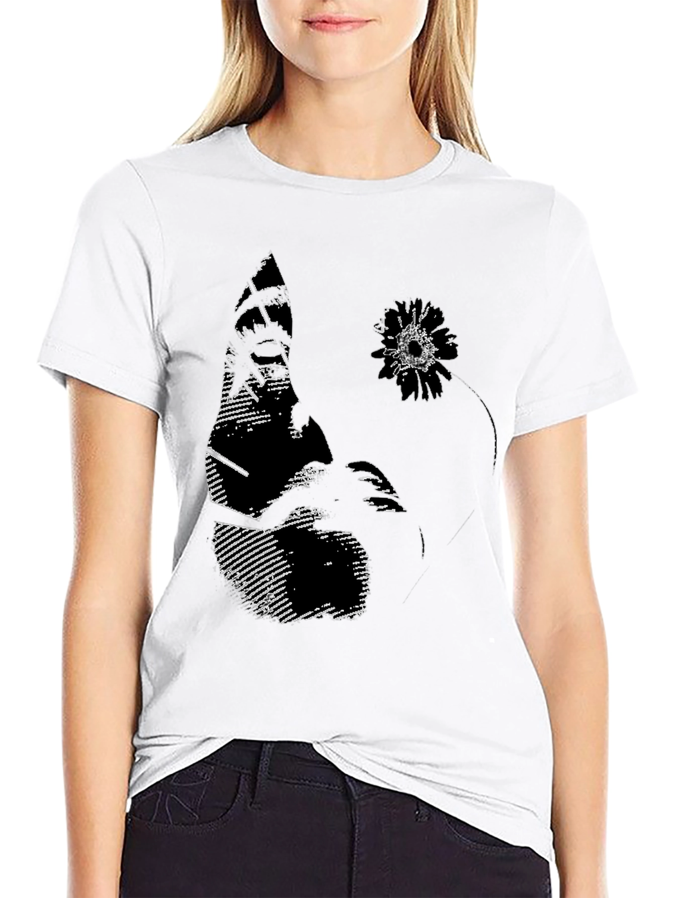 Black Abstract Graphic Print Black T-Shirt view 9