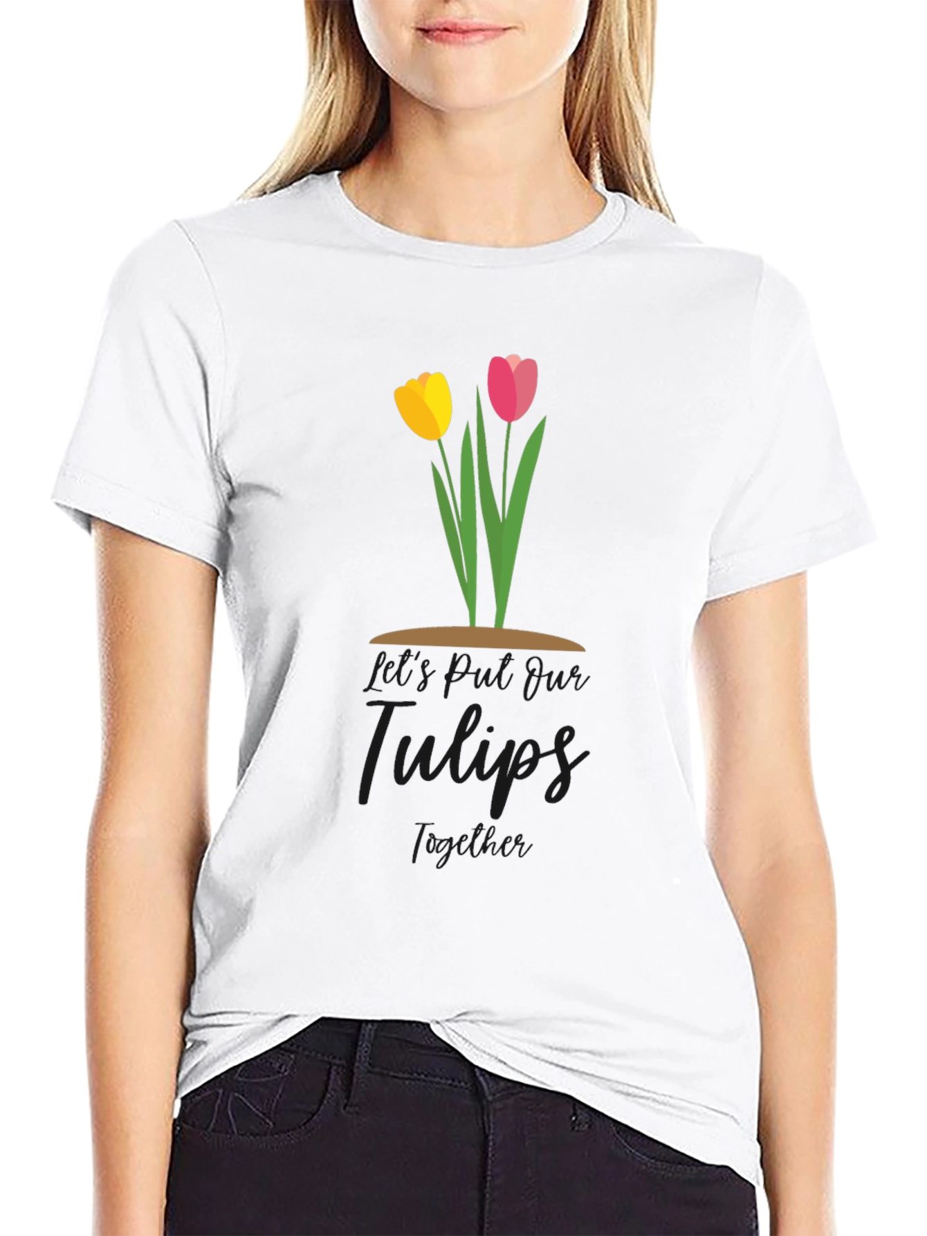 Black Tulips Together Black T-Shirt view 9