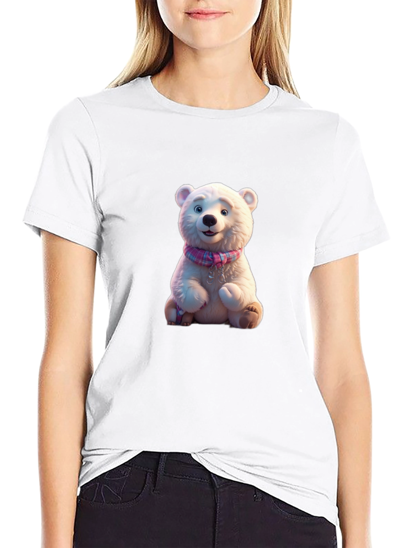 Black Cute Polar Bear T-Shirt view 9