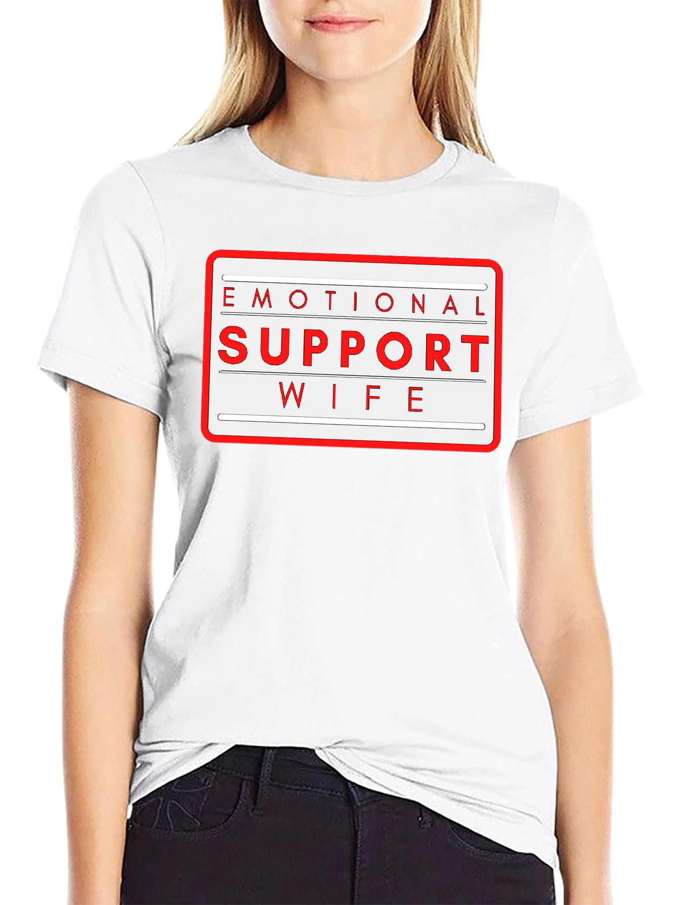 Black Emotional Support Wife T-Shirt - Novelty Graphic Tee view 9