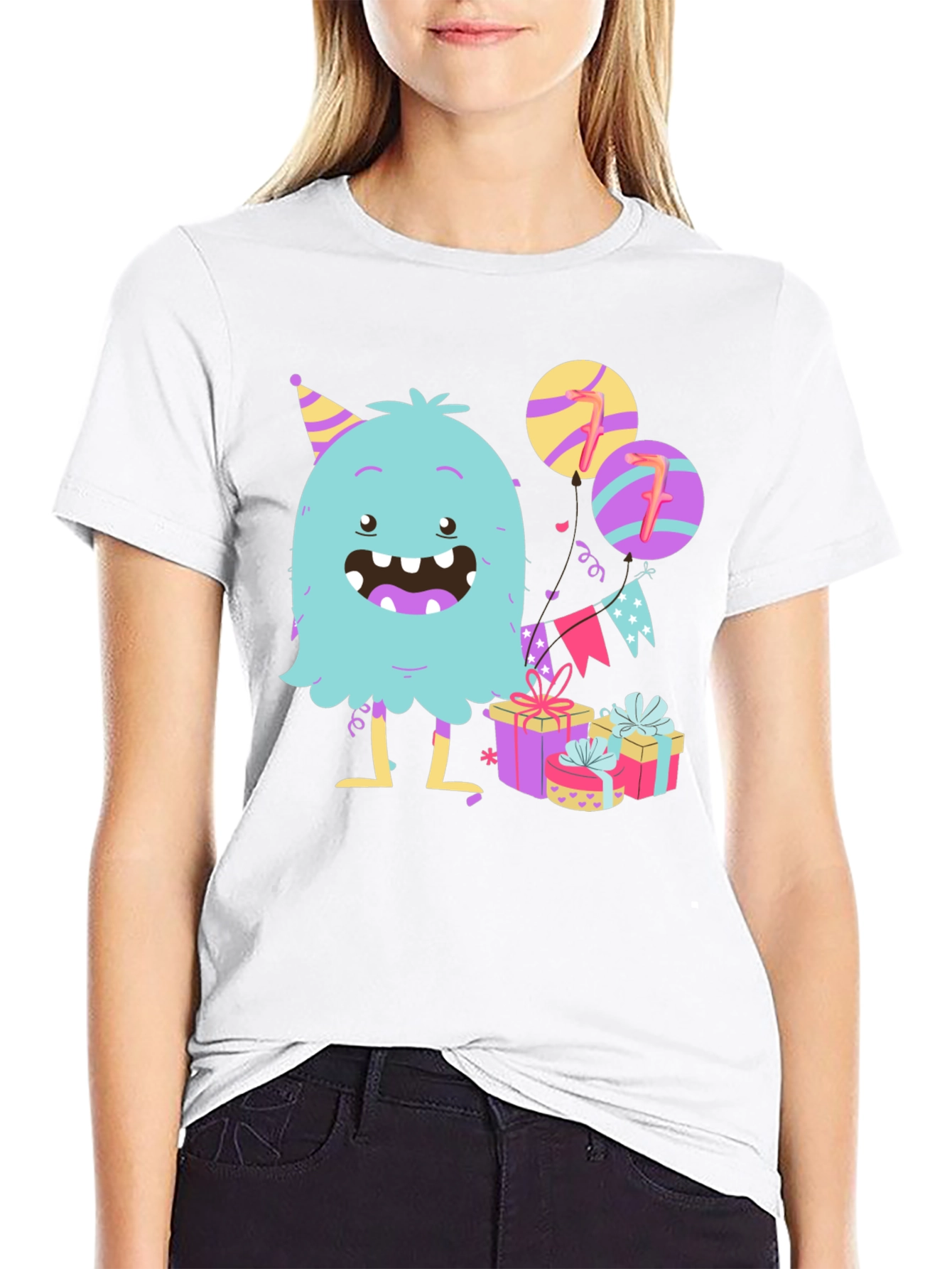 Black Birthday Monster Graphic Tee - 7th Birthday! view 9