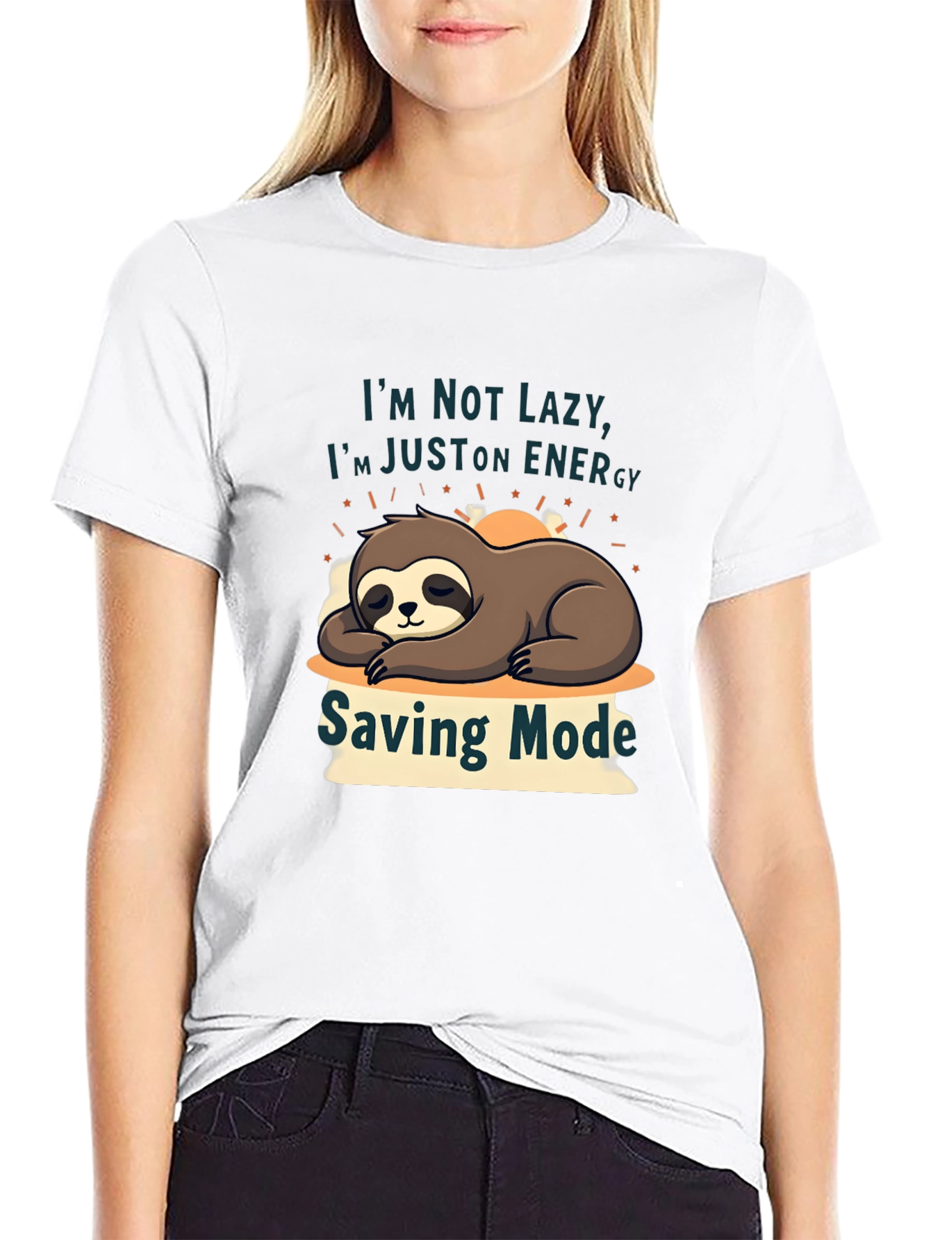 Black Sloth Energy Saving Mode T-Shirt - Funny Graphic Tee view 9