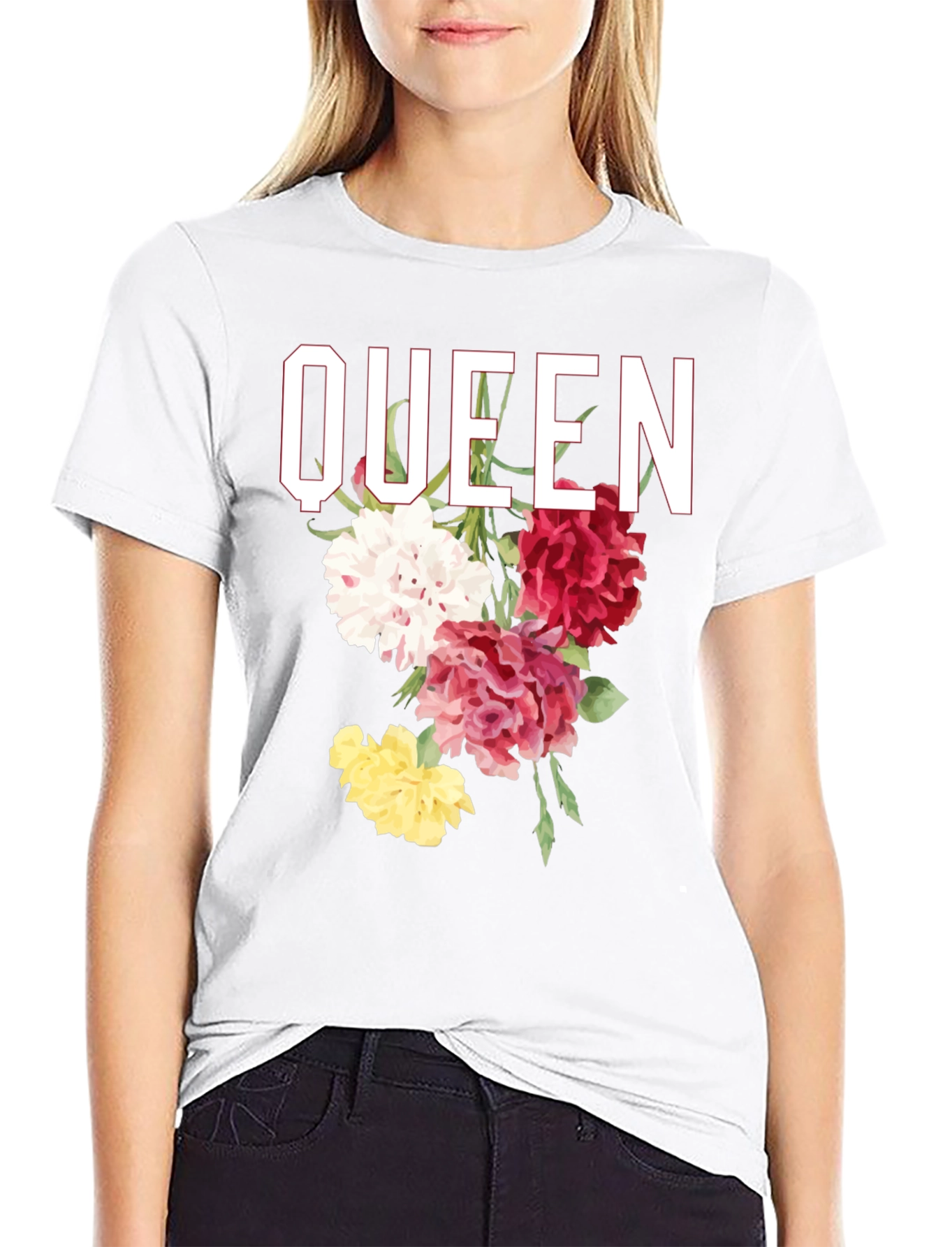 Black Queen Floral Graphic T-Shirt view 9