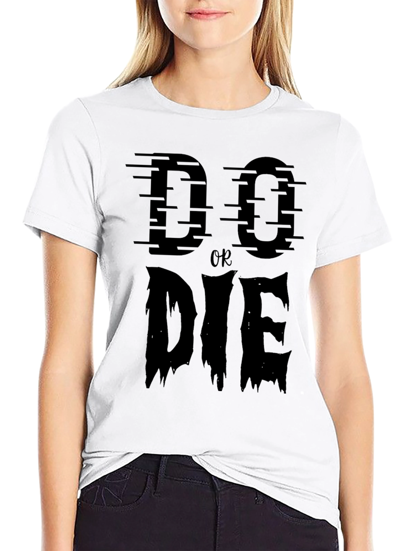 Black Do or Die Graphic Print Crew Neck T-Shirt view 9