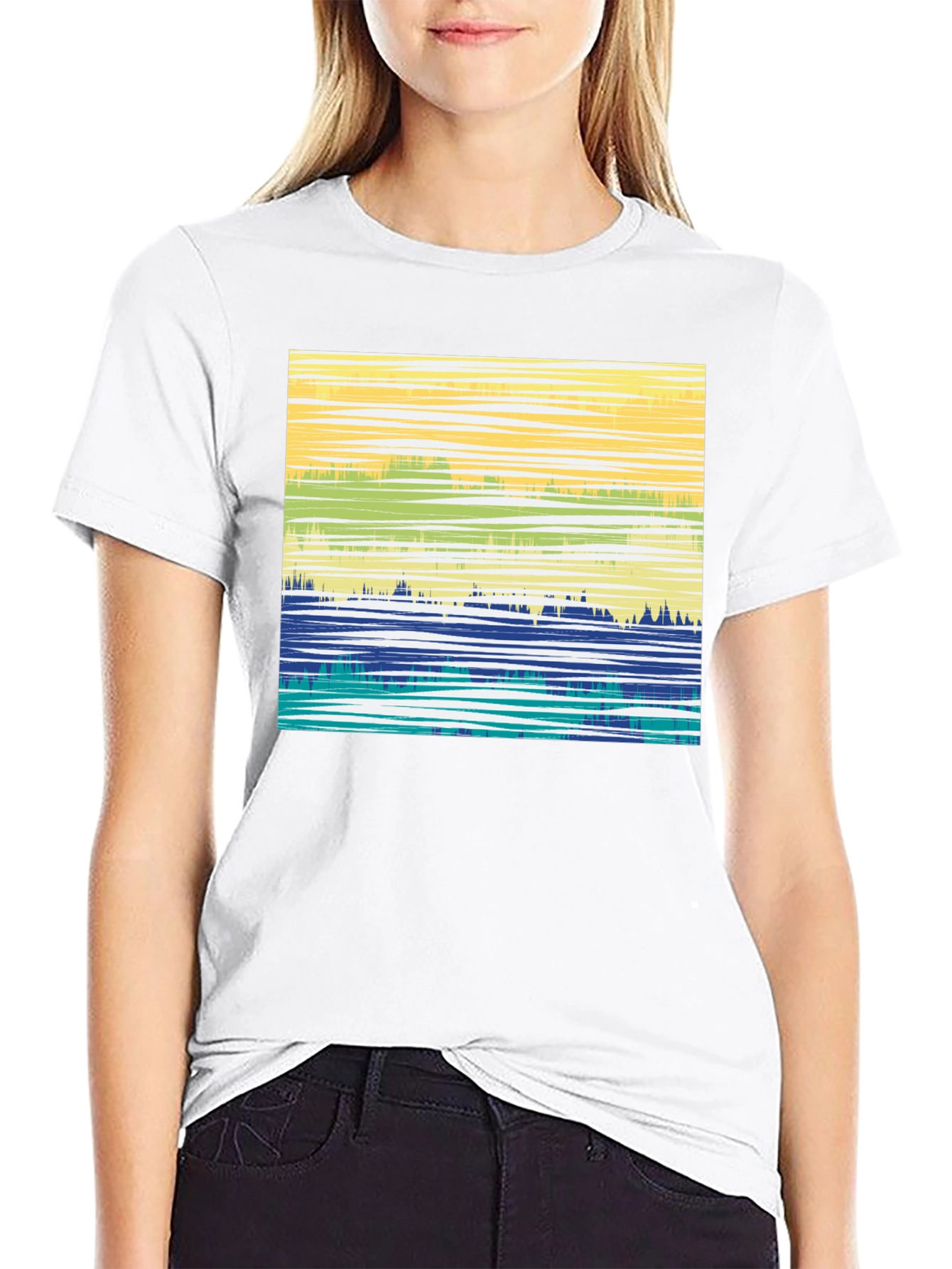 Black Abstract Horizon Graphic T-Shirt - Black view 9