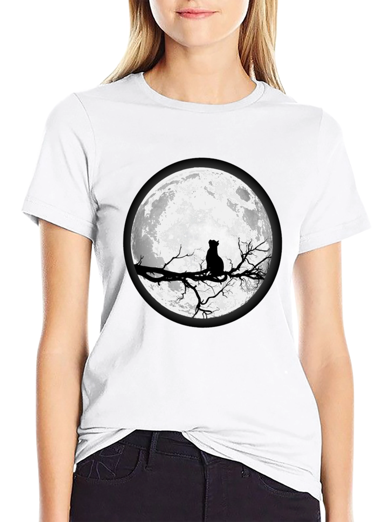 Black Black Cat Moon T-Shirt view 9